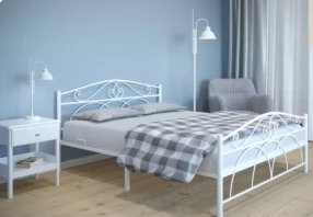 Кровать Морена Металл, 160х200, Белый муар, Белый муар, 1630