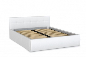 Кровать двойная Треви - 2 (1600) (кож. зам. белоснежный TEX MILK) с подъемным механизмом Н/осн.