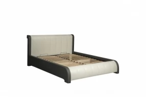 Кровать Калипсо ш. 160 (кож. зам. поло перламутр милк/кож. зам. серый)