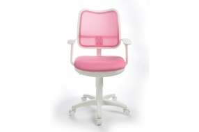 Кресло детское CH-W797 (белые колеса) Ткань/Сетка/Пластик/Металл, Розовый TW-13A (ткань)/Розовый (сетка)/Белый (пластик), Есть