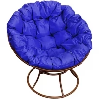 Кресло M-GROUP папасан без ротанга коричневое, синяя подушка