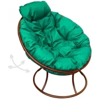 Кресло M-GROUP папасан пружинка мини без ротанга коричневое, зелёная подушка